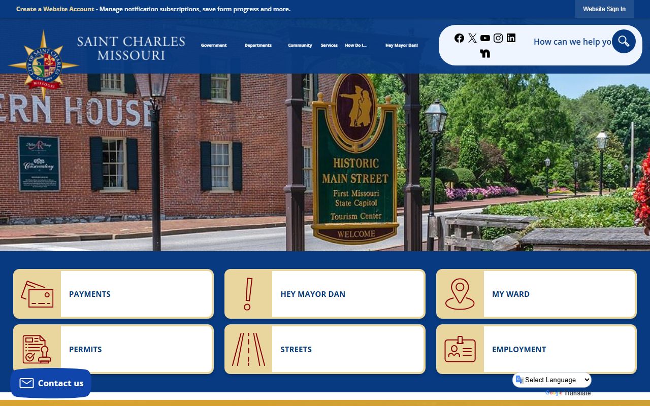 St. Charles city government website for accessing criminal history information