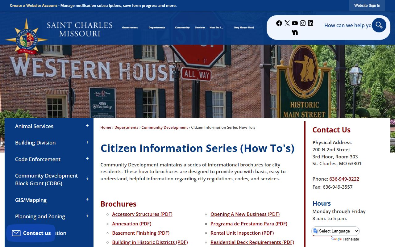 St. Charles Police Department website for criminal history record requests