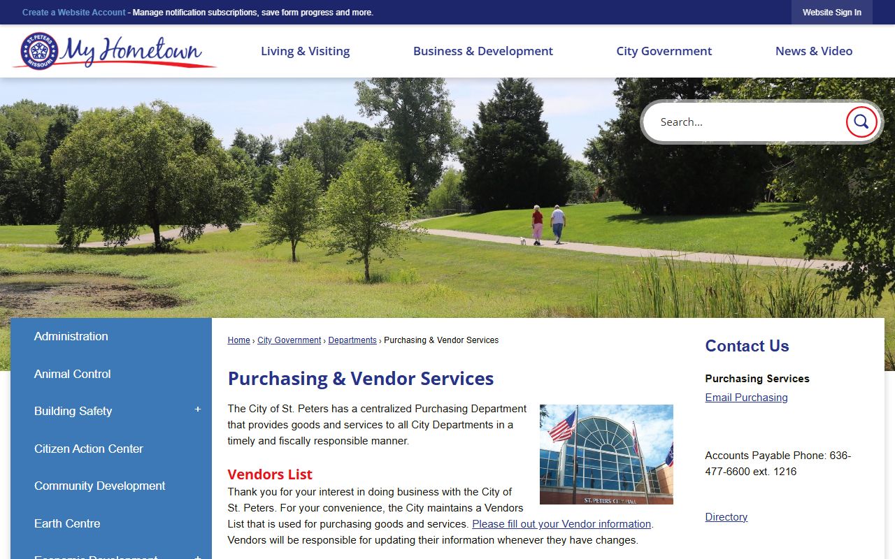 St. Peters Police Department website for criminal history record requests