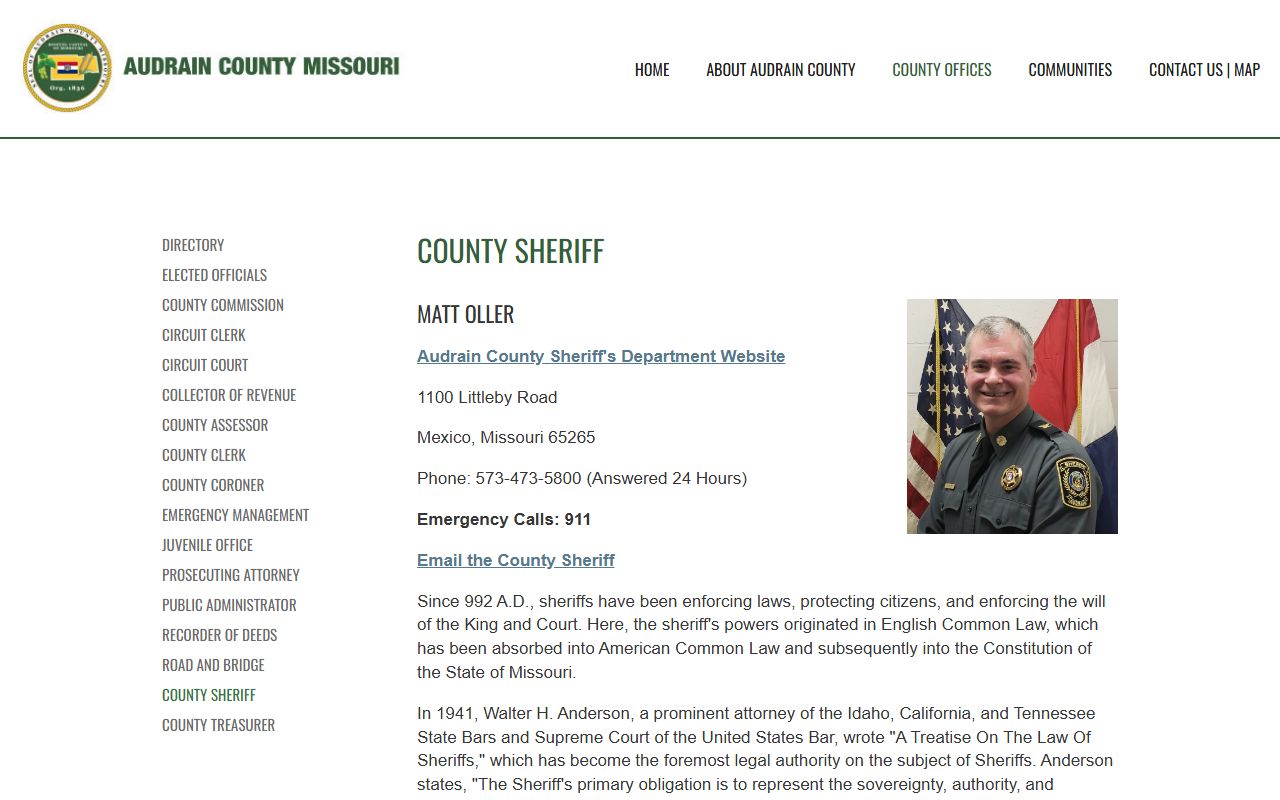 Audrain County Sheriff's Office for criminal history record requests
