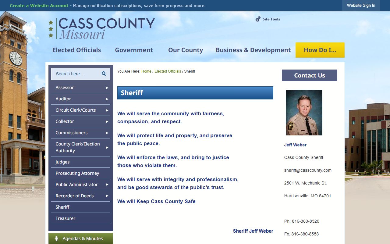 Cass County Sheriff's Office and Justice Center for criminal records