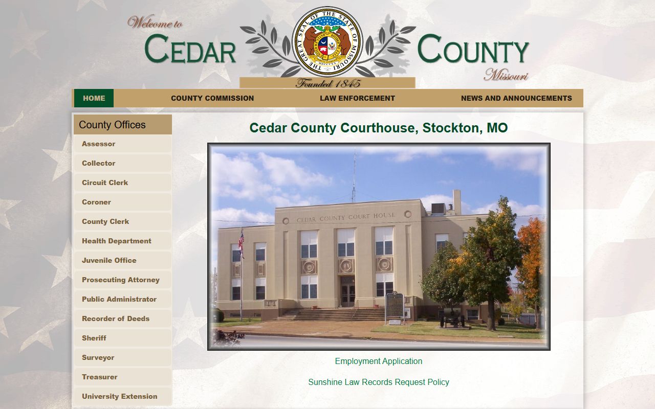 Cedar County government resources for criminal history records