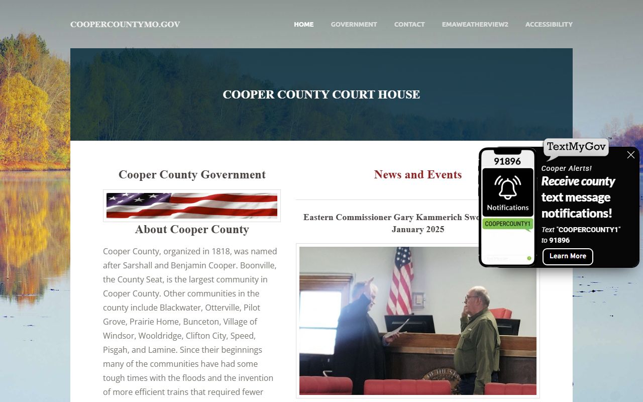 Cooper County government page for criminal history resources