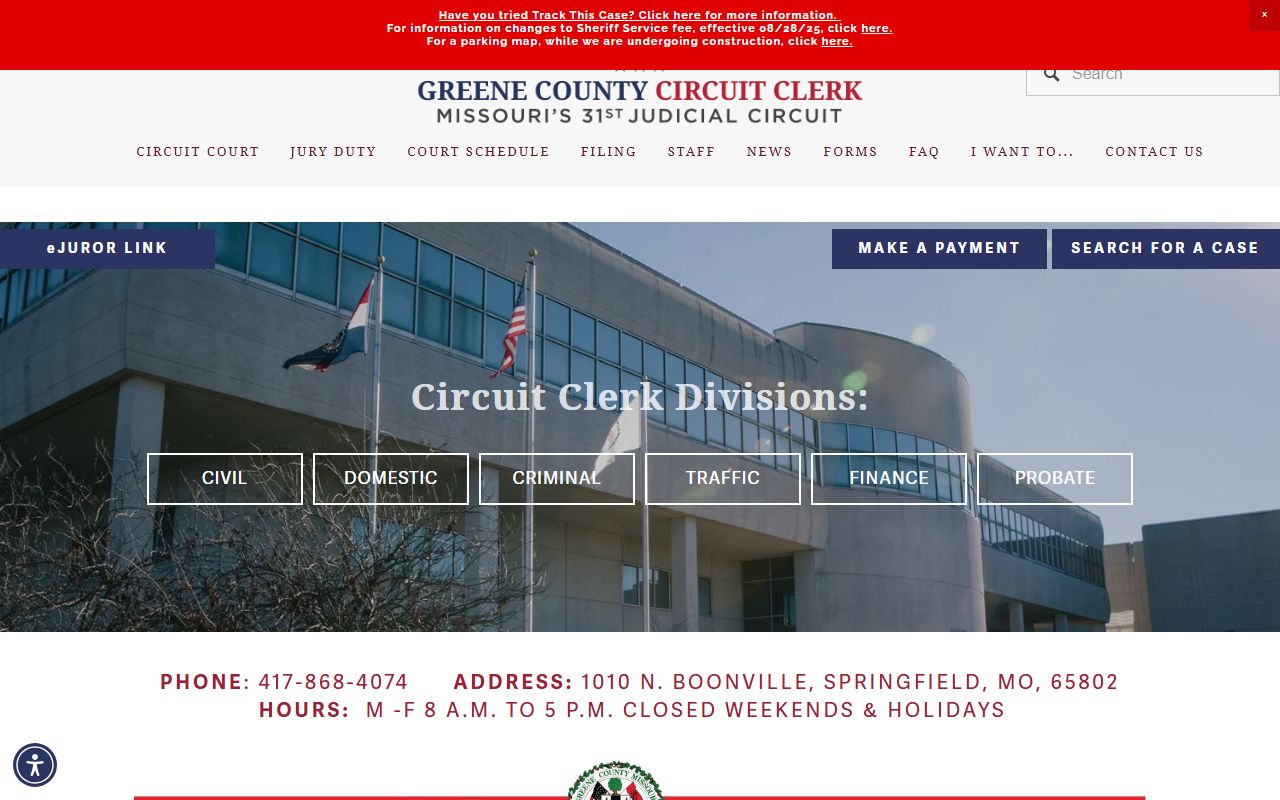 Greene County Circuit Court for criminal history record searches