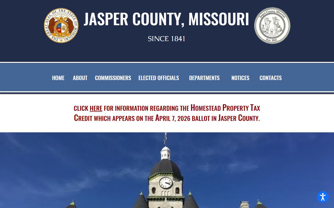 Jasper County government page with criminal history record resources