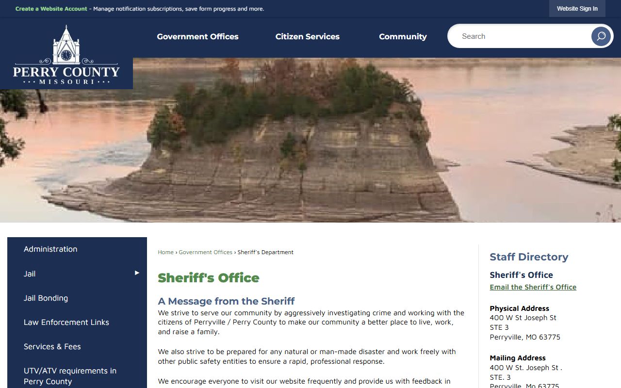 Perry County Sheriff's Office for criminal history record requests