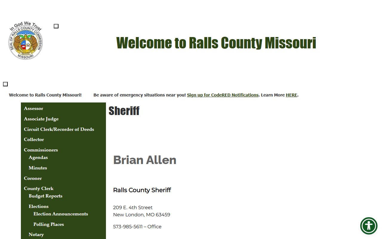 Ralls County Sheriff's Office for criminal history searches