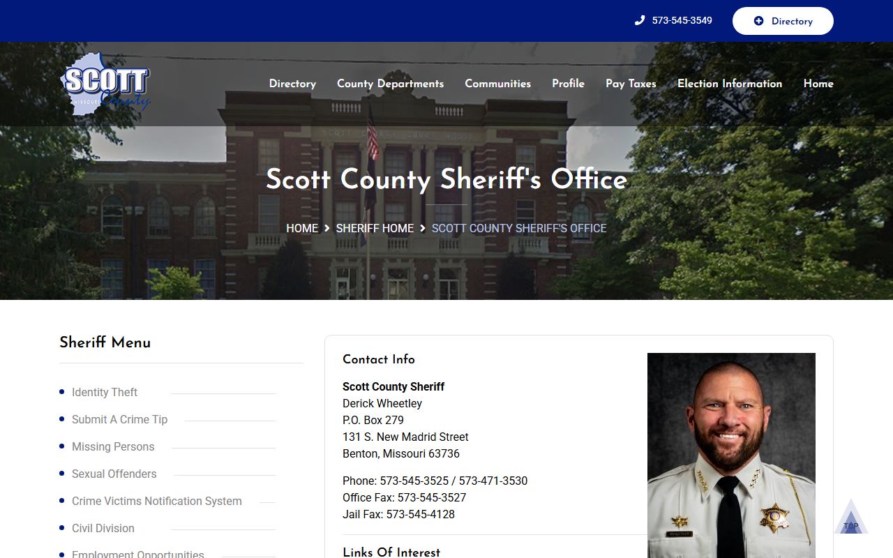 Scott County Sheriff's Office for criminal history records