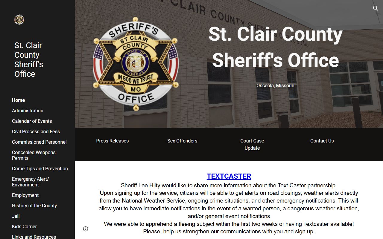St. Clair County Sheriff's Office for criminal history records
