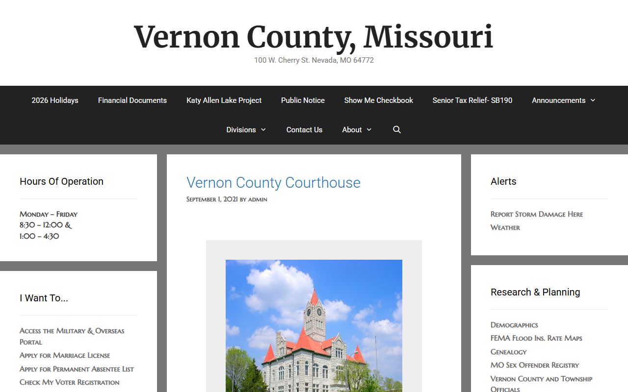 Vernon County government resources for criminal history record searches